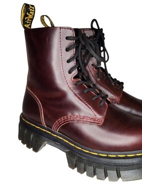 MINT DR MARTENS AUDRICK 81 WOMEN BURGUNDY LACES CHUNKY PLATFORM BOOTS 37/6